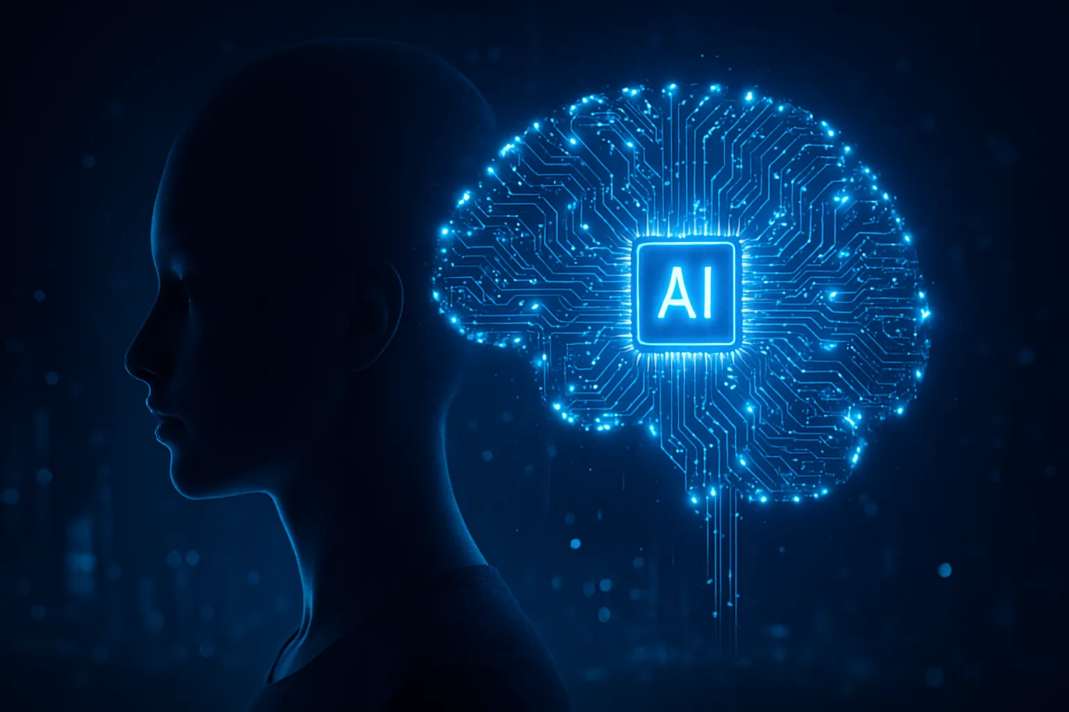 Rappresentazione futuristica del ruolo degli algoritmi di intelligenza artificiale