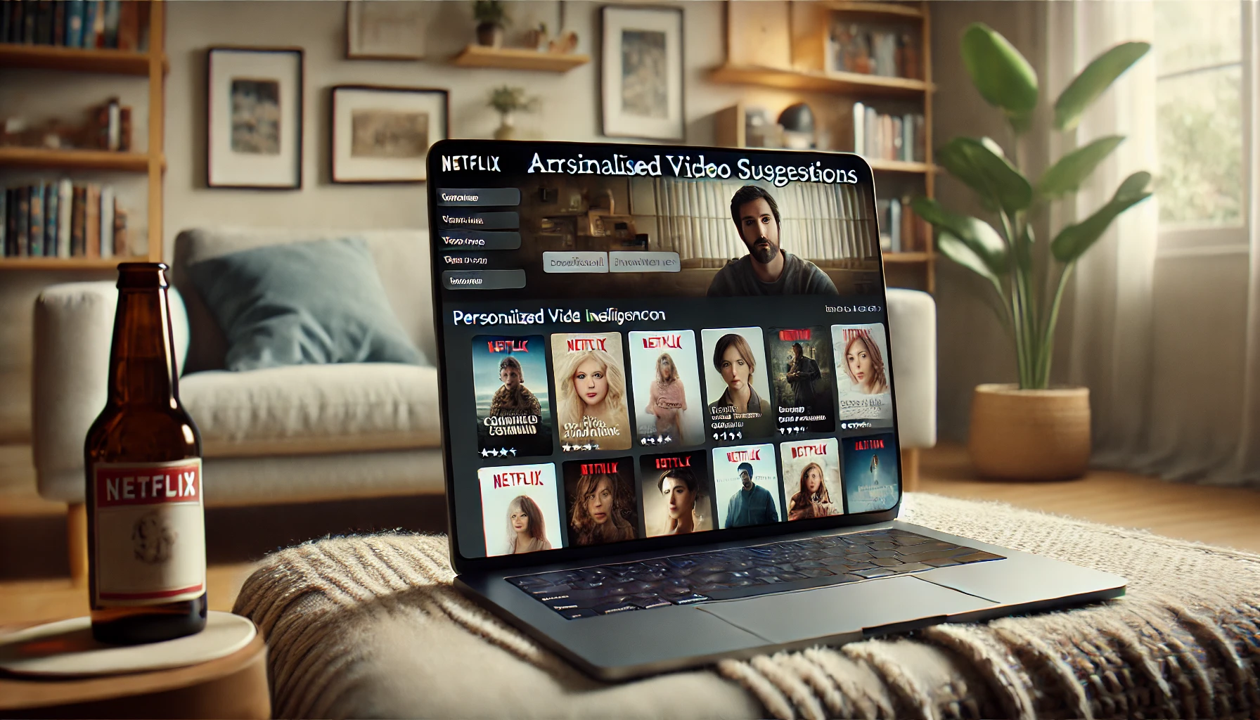 Schermata di Netflix che mostra suggerimenti personalizzati basati sull’algoritmo IA.