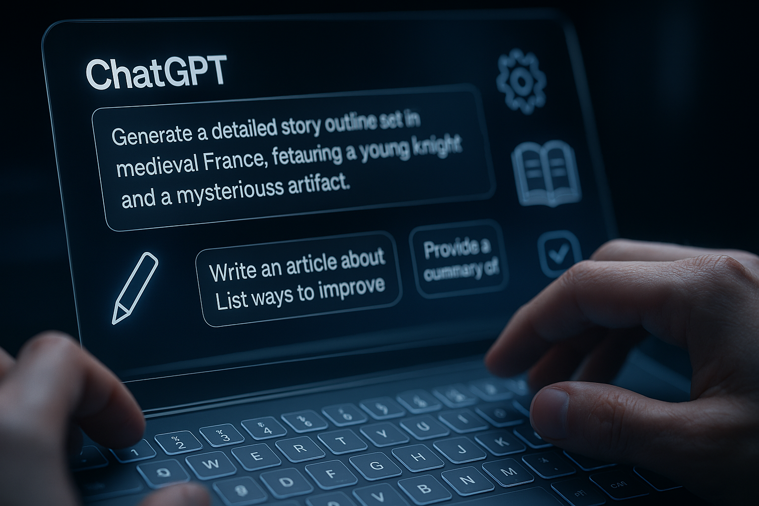 Schermata laptop con interfaccia ChatGPT attiva e prompt strutturato in primo piano