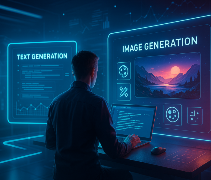 Monitor con interfaccia Midjourney aperta su Discord e prompt visuale in uso