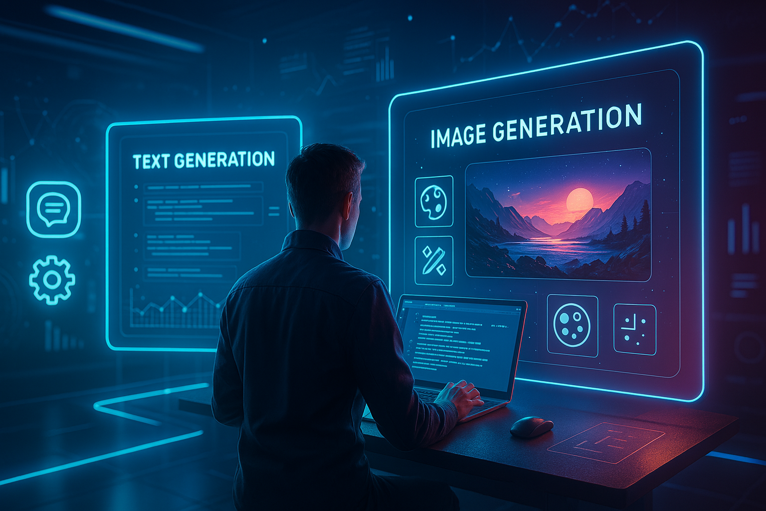 Monitor con interfaccia Midjourney aperta su Discord e prompt visuale in uso