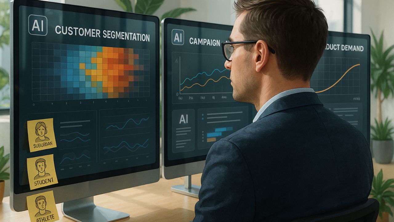 Tecnico AI in laboratorio moderno mentre regola modelli di machine learning su schermi con codici e visualizzazioni neurali.