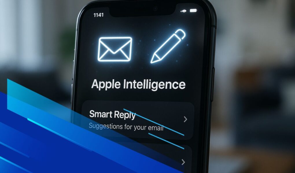 Smartphone con Apple Intelligence che mostra funzioni AI integrate