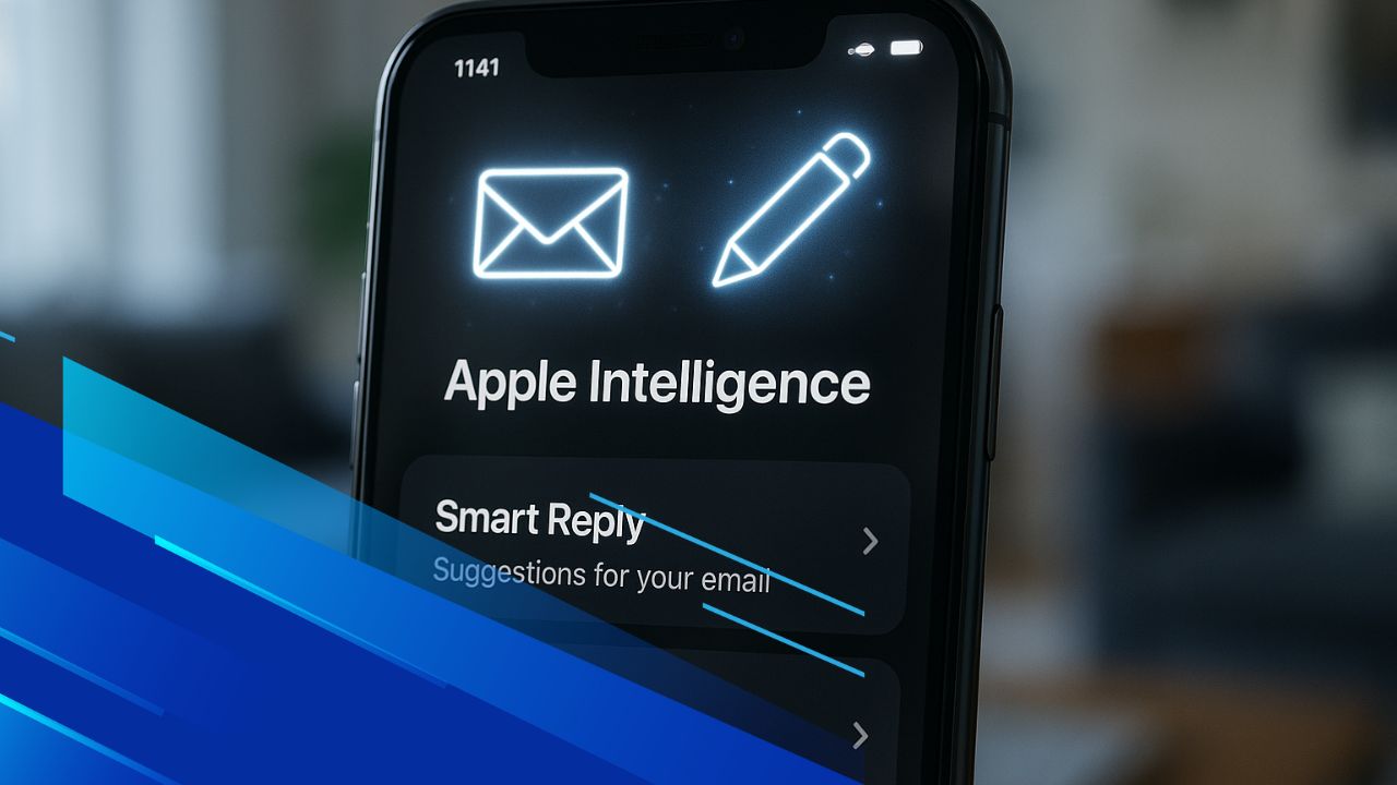 Smartphone con Apple Intelligence che mostra funzioni AI integrate
