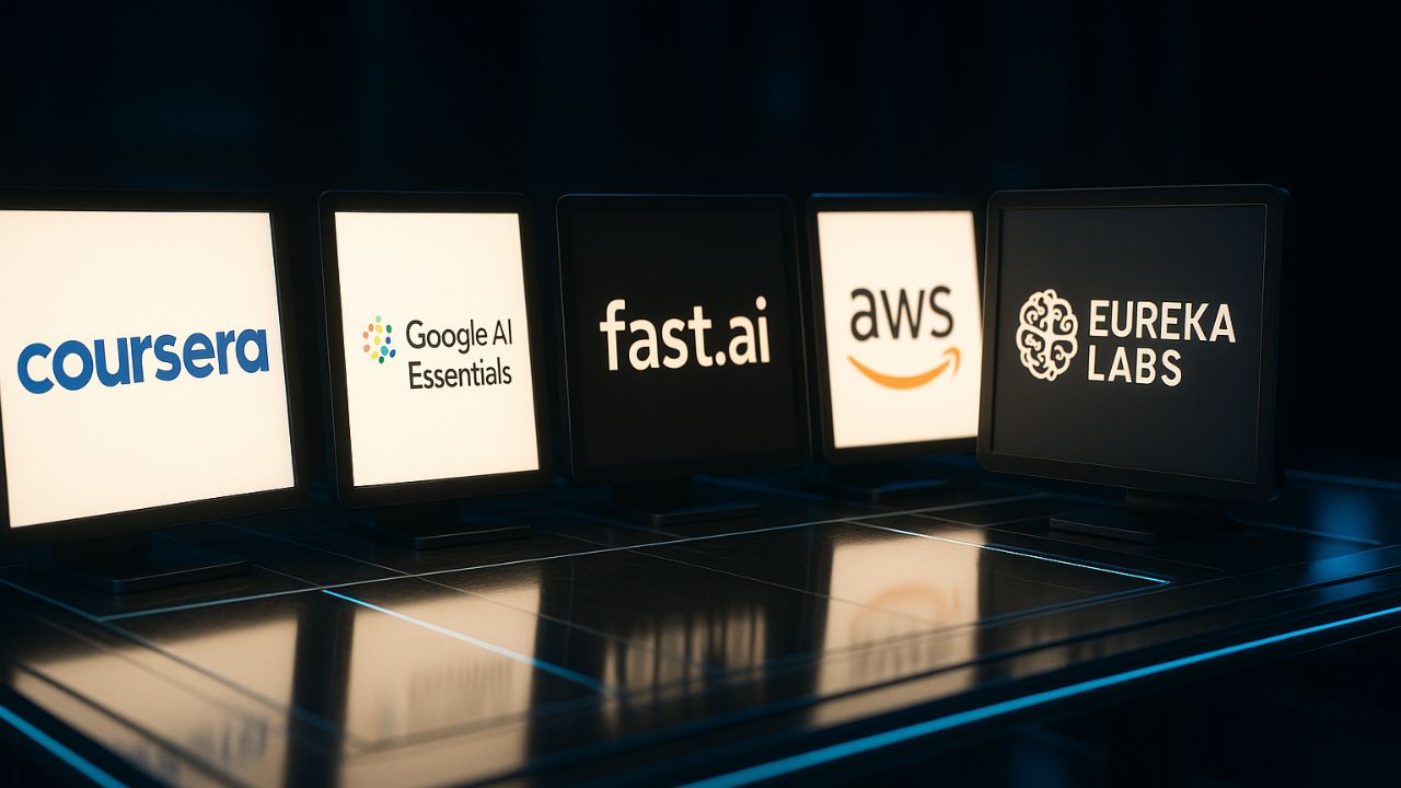 Dashboard di piattaforma e-learning AI con grafici di machine learning e dataset