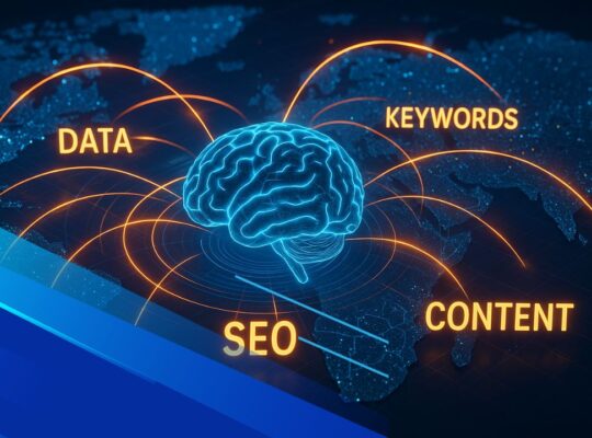 Rappresentazione visiva dell’intelligenza artificiale che elabora strategie SEO globali