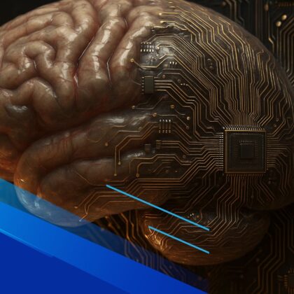 Cervello umano connesso a circuiti elettronici in stile ultra realistico, simbolo dell’AGI