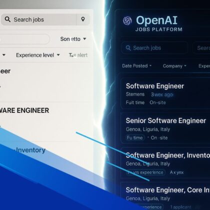 Confronto tra OpenAI Jobs Platform e LinkedIn con interfacce a confronto